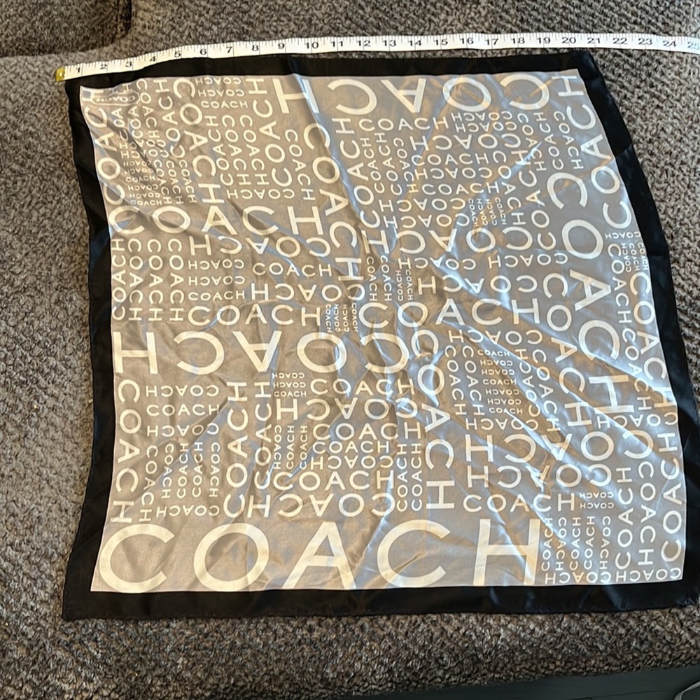 Coach black and white silk scarf - Picture 2 of 4